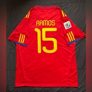 Sergio Ramos #15 Spain 2010 Soccer Jersey Retro World Cup Home S-XL